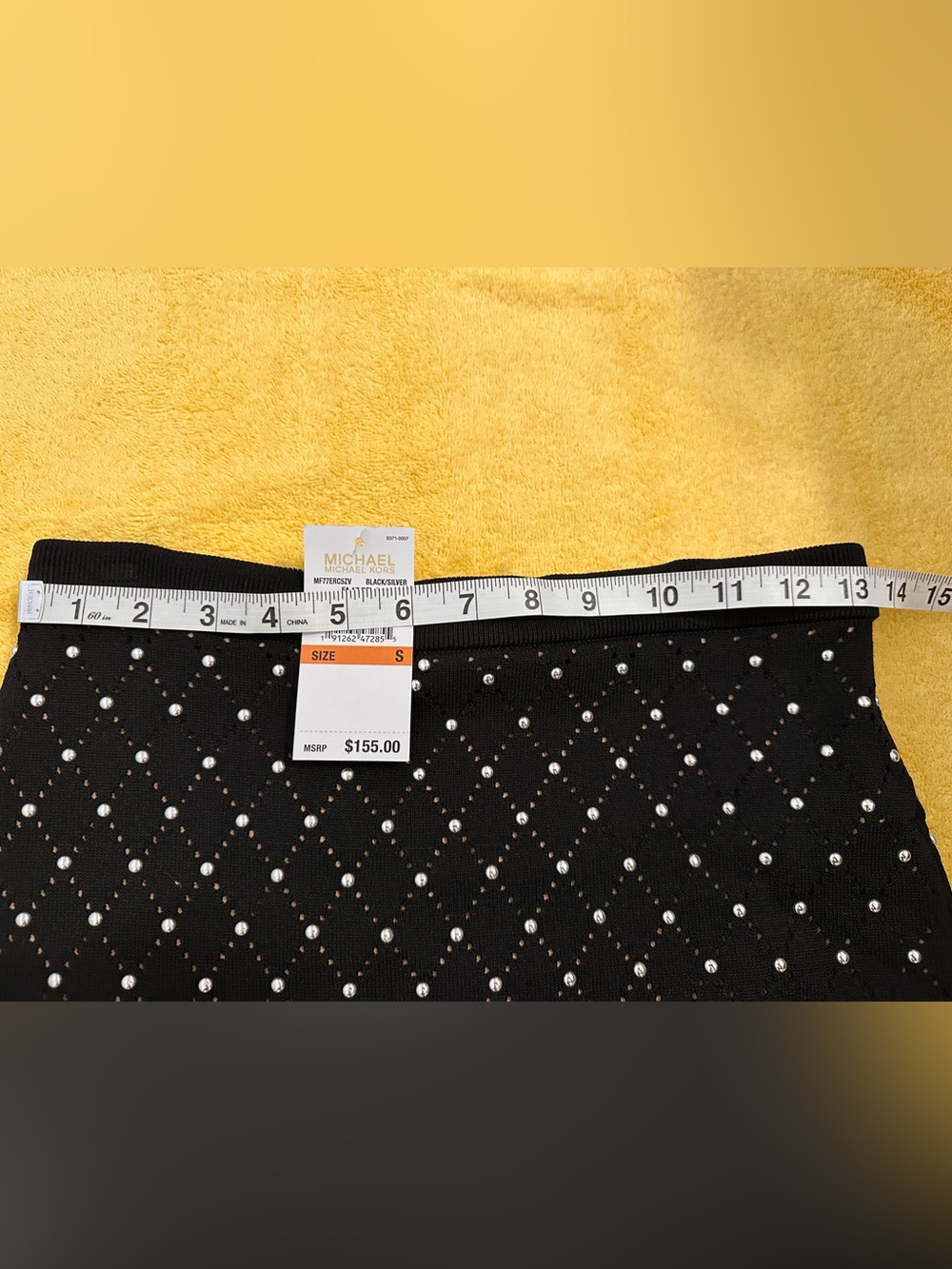 NWT Michael Kors Black Studded Knit Skirt - Black & Silver